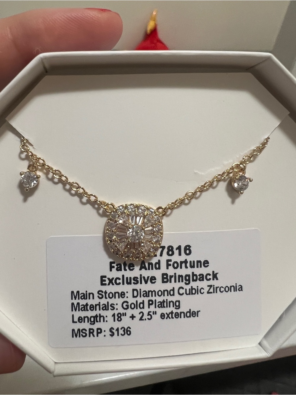 Gold Plated Red CZ Pendant Necklace